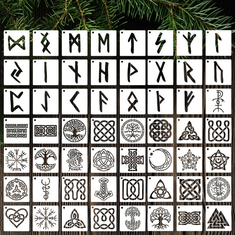 SUNVERSE Viking Stencils for Painting 3inch Reusable Runes Stencil Celtic Template Stencils for Crafts Paint Stencils for Painting on Wood Wall Card Fabrics - Image 1